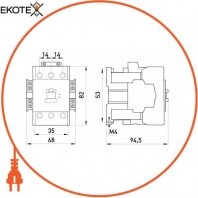 Контактор e.industrial.ukd.40.220, 40А, 220В DC, 1no+1nc, Enext, i.0090014