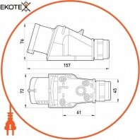Силова вилка стаціонарна розбірна 3Р+N+Z, 400В, 16A, IP44 безгвинтова, Enext, 115S