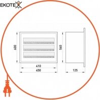 Шафа розподільний e.mbox.RP-60 мет. вбудовуваний, 60 мод., 600х450х125 мм, Enext, RP-60