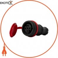 Силовая розетка переносная с защитной крышкой каучуковая e.socket.rubber.061.16, 4п., 16А