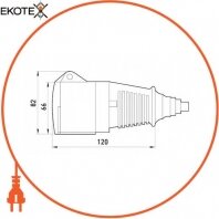 Силова розетка переносна 3Р+N+PE, 250/400В, 16А, IP44, Enext, 2622-326