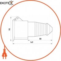Силова розетка переносна e.socket.pro.4.32, 4п., 380В, 32А (224), Enext, p012020