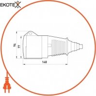 Силова розетка переносна 3Р+N+PE, 250/400В, 32А, IP44, Enext, 2642-326