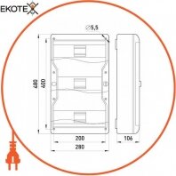 Корпус пластиковий навісний (NT) 37-модульний, трирядне, IP 55, Enext, 6671-237