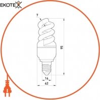 Лампа енергозберігаюча e.save.screw.E14.9.2700.T2, тип screw, цоколь Е14, 9W, 2700 К, колба Т2, Enext, l0250019