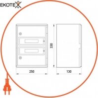 Корпус ударостійкий з АБС-пластику e.plbox.250.330.130.18m.tr, 250х330х130мм, IP65 з прозорими дверима і під панеллю 18 модулів, Enext, CP5112