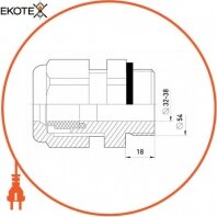 Enext s048009 кабельный ввод e.pgl.stand.42, с удлиненной резьбой, без уплотнителя
