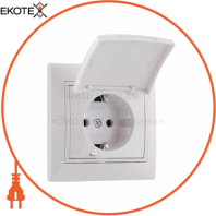 Розетка с/з с крышкой - FireProof Бакелит 701-0202-123B Цвет Белый/Белый 16A 250V~