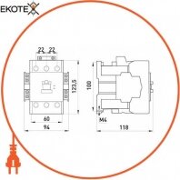 Enext i.0090052 контактор e.industrial.ukc.85.42, 85а, 42в, 1no+1nc