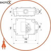 Коробка розподільна меаллическая Р36/3, IP 44, 380 B, 5*16, Enext, 68/5