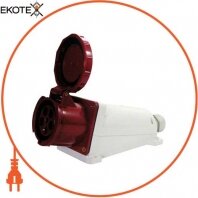 Силова розетка стаціонарна e.socket.pro.5.63, 5п., 380В, IP 67, 63А (135), Enext, p012009