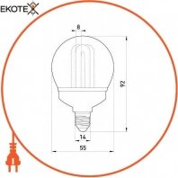 Enext l0290006 лампа энергосберегающая e.save.globe.e14.8.4200.t2, тип globe, патрон е14, 8w, 4200 к, колба t2