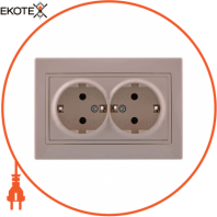 Розетка двойная с/з - FireProof Бакелит 701-0303-127B Цвет Крем / Крем 16A 250V~