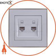 Розетка компьютерная двойная 703-0226-141 Цвет Белый /Золото 2 шт. RJ45 CAT5 разъем