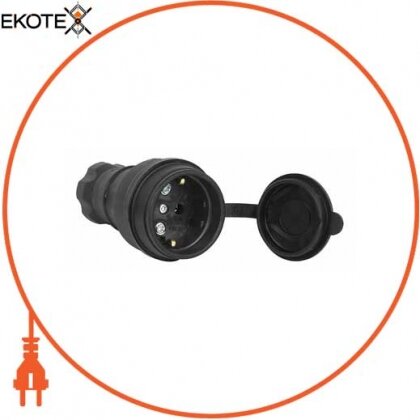 Розетка переносна з захисною кришкою каучукова e.socket.rubber.029.16, з з/к, 16А, Enext, s9100024