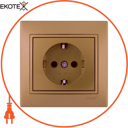 Розетка з/з - FireProof Бакеліт 701-1313-122B Колір Матове золото металік 250V 16A~, Lezard, 701-1313-122B
