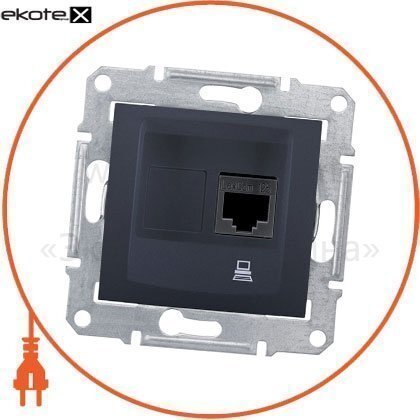 Sedna Розетка одиночна PC RJ45 cat.6 STP без рамки, графіт, Schneider, SDN4900170