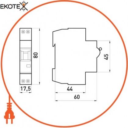 Enext i0170004 модульный автоматический выключатель e.industrial.mcb.60.1n.c20.thin, 1 + n р, 20а, c, 6ка
