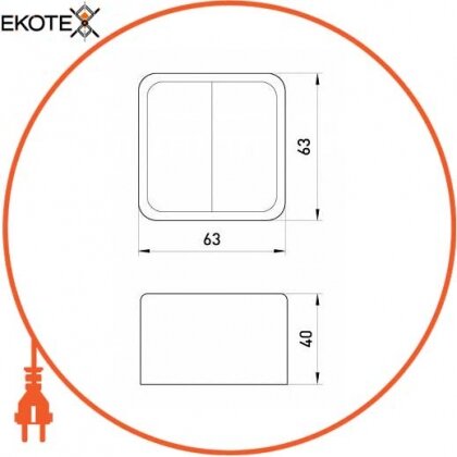 Enext p043003 выключатель двухклавишный e.touch.1112.w.blister для наружного монтажа, белый, в блистерной упаковке