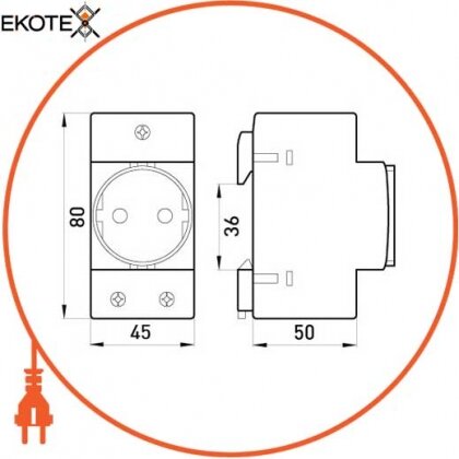 Розетка на DIN-рейку e.socket.pro.din.tms, 230 В, L+N+PE, Enext, s004002