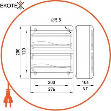 Enext 6664-126непр корпус пластиковый, навесной (nt) 26-модульный, двухрядный, ip 40, с непрозрачными дверцами
