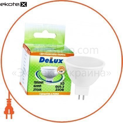 Delux 90001292 лампа светодиодная delux jcdr 5вт 2700k 220в gu5.3 теплый белый
