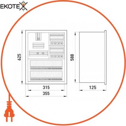Enext s0100074 корпус e.mbox.stand.w.f3.36.z.e металлический, под 3-ф. электронный счетчик, 36 мод., встраиваемый, с замком