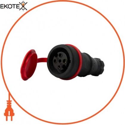 Силова розетка переносна з захисною кришкою каучукова e.socket.rubber.061.16, 4п., 16А, Enext, s9100036