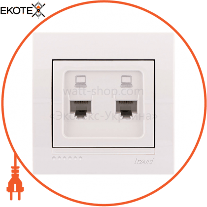 Розетка комп'ютерна подвійна 702-0202-141 Колір Білий/Білий 2 шт. RJ45 роз'єм CAT5, Lezard, 702-0202-141