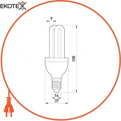 Enext 160001 лампа энергосберегающая e.save.2u.e14.3.2700, тип 2u, патрон е14, 3w, 2700 к
