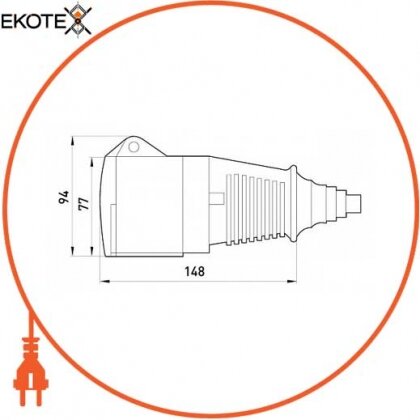 Силова розетка переносна 3Р+N+PE, 250/400В, 32А, IP44, Enext, 2642-326