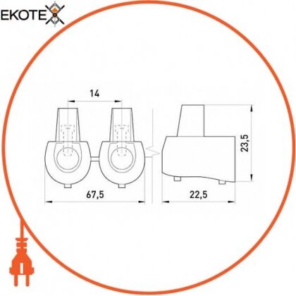Кінцевий клемник e.tc.end.stand.5.6, 5шт., 6 кв. мм, Enext, s2039002