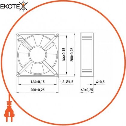Enext s0102042 вентилятор e.climatboard.07 ас230в 200х200х60мм 63вт
