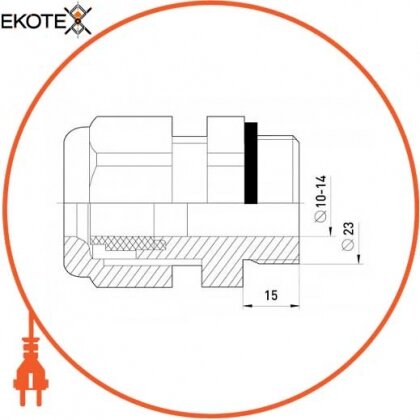 Enext s048005 кабельный ввод e.pgl.stand.16, с удлиненной резьбой и уплотнителем