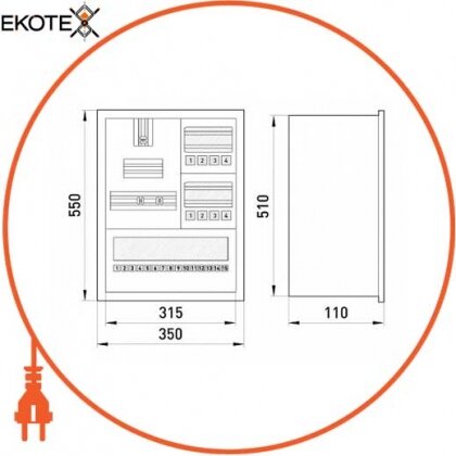 Enext s0100051 корпус e.mbox.stand.w.f3.24.z.е металлический, под 3-ф. электронный счетчик, 24 мод., встраиваемый, с замком.