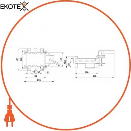 Enext i0590011 выключатель-разъединитель нагрузки e.industrial.ukgz.200.3, 3р, 200а, с боковой рукояткой управления