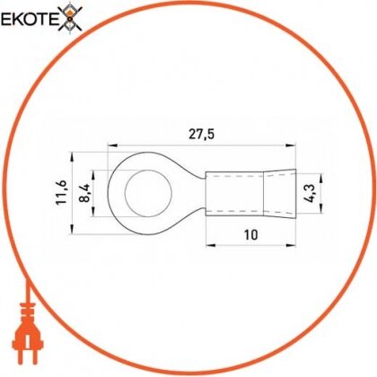 Ізольований наконечник e.terminal.stand.rv1.1,25.8.orange 0.5-1.5 кв. мм, помаранчевий, Enext, s1036021