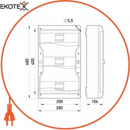 Enext 6672-137непр корпус пластиковый, навесной (nt) 37-модульный, трехрядный, ip 40, с непрозрачными дверцами