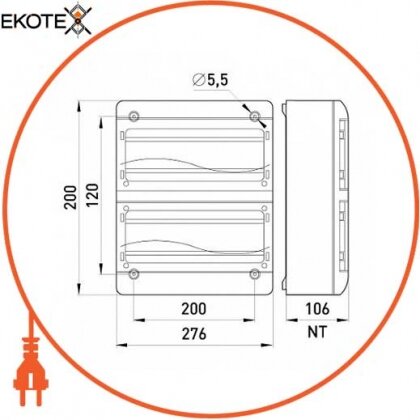 Enext 6664-226непр корпус пластиковый, навесной (nt) 26-модульный, двухрядный, ip 55, с непрозрачными дверцами