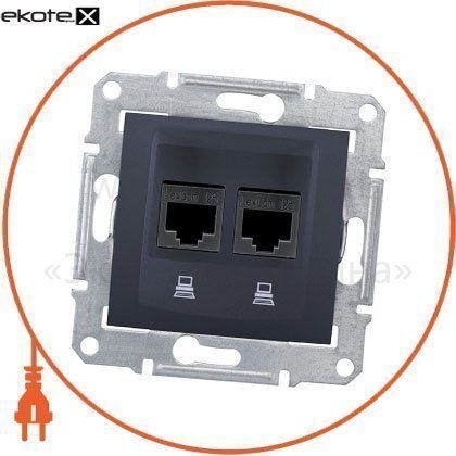 Sedna Розетка подвійна PC RJ45 cat.5e STP без рамки, графіт, Schneider, SDN4400170