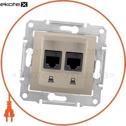 Sedna Розетка подвійна PC RJ45 cat.5e STP без рамки, титан, Schneider, SDN4600168