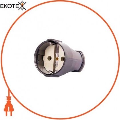 Гніздо штепсельне e.socket.003.16.black, з з/к 16А 250В, чорний, Enext, p017004