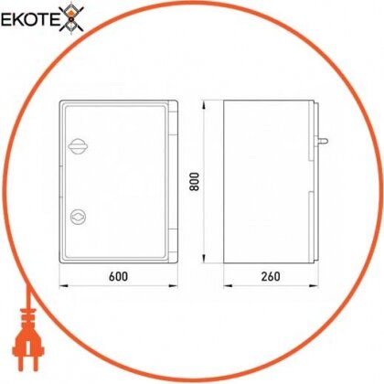 Enext CP5009 корпус ударопрочный из абс-пластика e.plbox.600.800.260.blank, 600х800х260мм, ip65