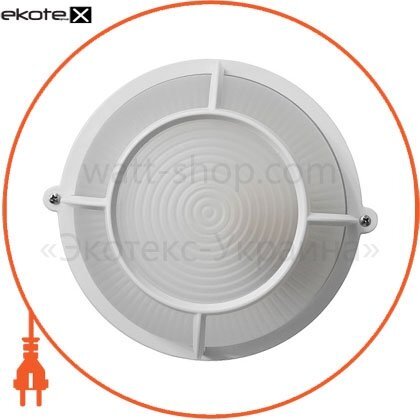 Світильник НПП-65 коло білий опал.с гратами ПС-1051-11-2 / 1 LED, Ecostrum, ПС-1051-11-2/1 LED
