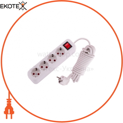 Подовжувач з/з 4 вх. 5 мт, з викл 720 0405 402-1 250V 16A~ / 3 x 1,5 mm, Lezard, 720 0405 402-1
