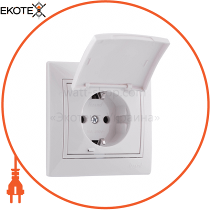 Розетка з/з з кришкою кераміка 701-0202-123 Колір Білий/Білий 250V 16A~, Lezard, 701-0202-123