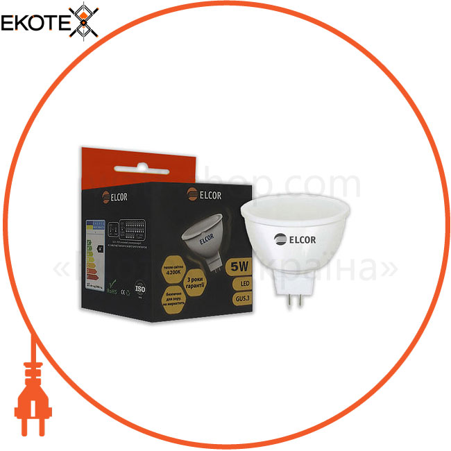 Elcor 534327 светодиодная led лампа elcor 534327 mr16 5вт gu5.3 350лм 4200k elcor