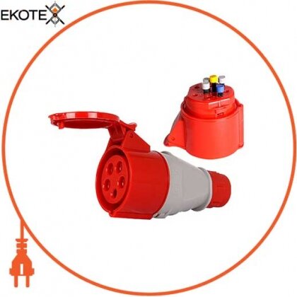 Силова розетка переносна. 3Р+N+Z, 400В, 32А, IP44 безгвинтова, Enext, 137S
