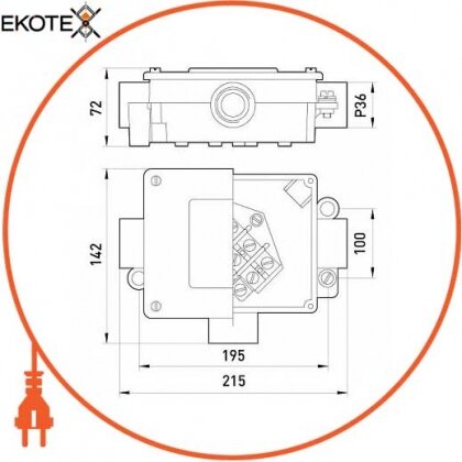 Коробка розподільна меаллическая Р36/3, IP 44, 380 B, 5*16, Enext, 68/5