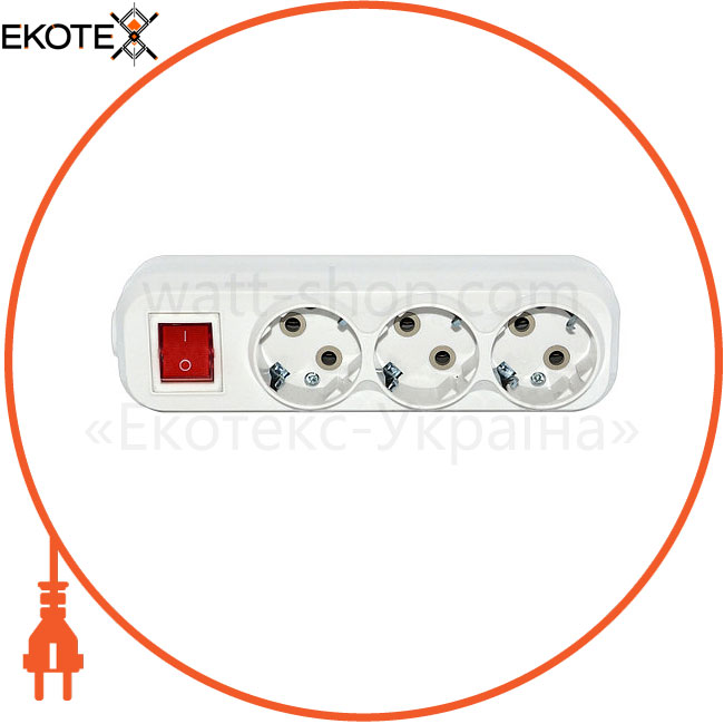 Lumex 410010 колодка з з/з з вимикачем 3 входа lumex